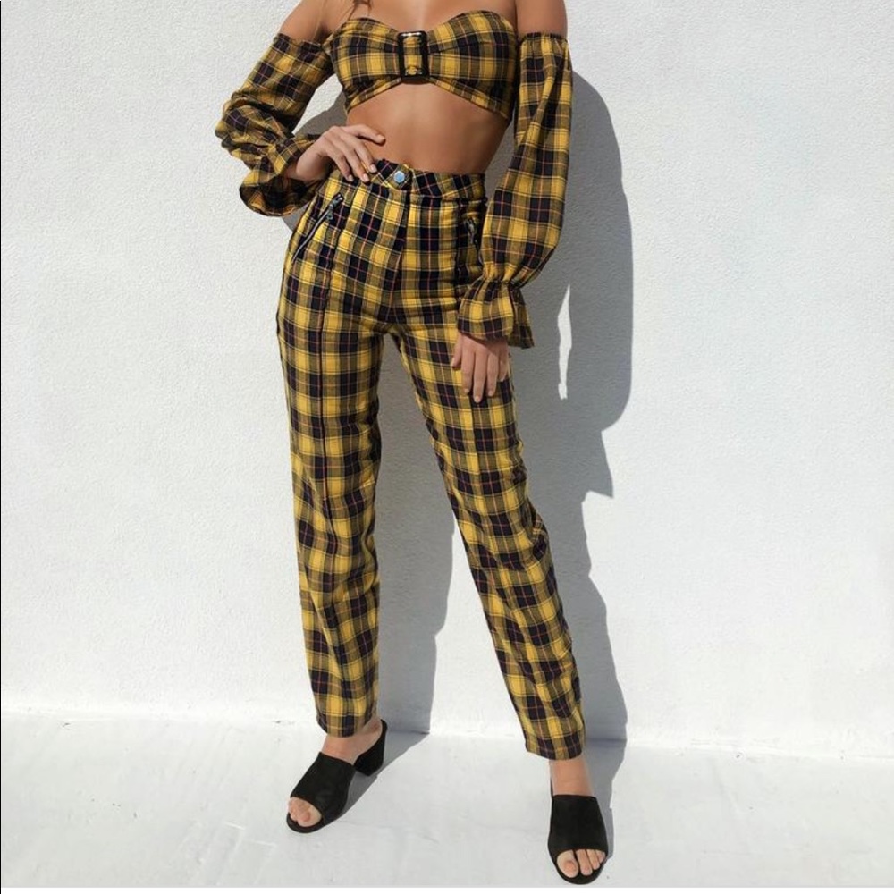 Tiger Mist yellow plaid pants